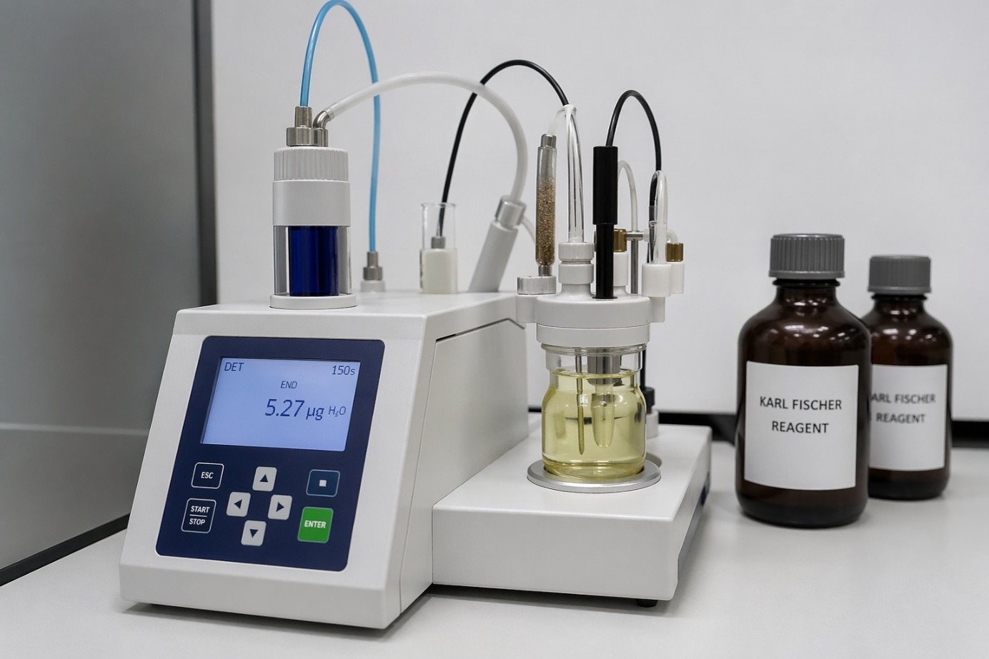  Illustrative image of a Karl Fischer titrator, as described in Method A. 